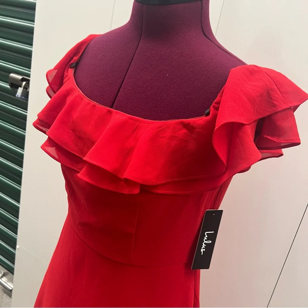 Red Ruffle Dress - Picture 5 of 10